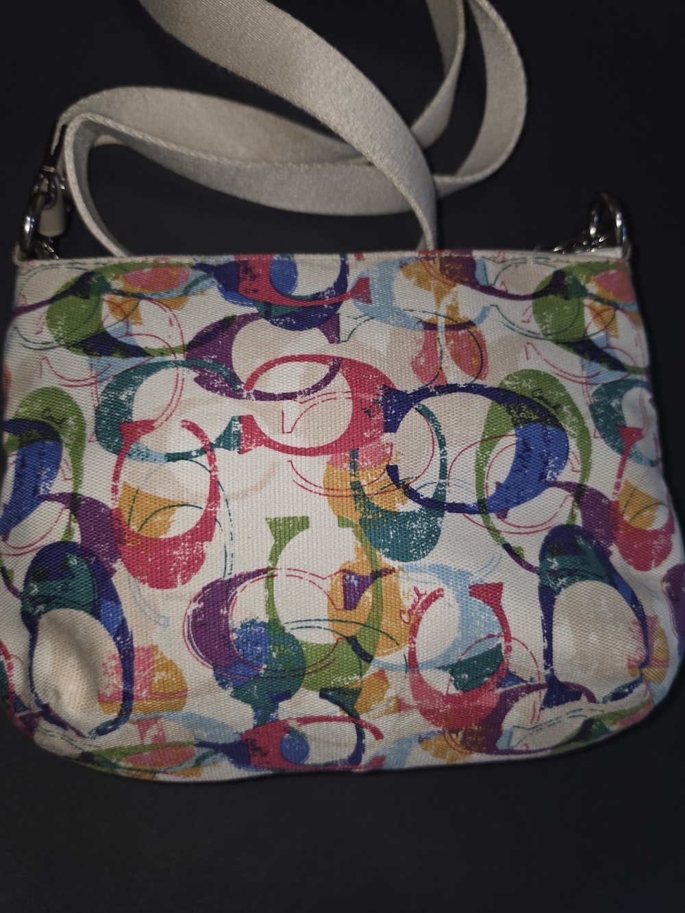 Coach Multicolor Signature Canvas Crossbody with Beige Trim and Silver Hardware - Picture 6 of 13